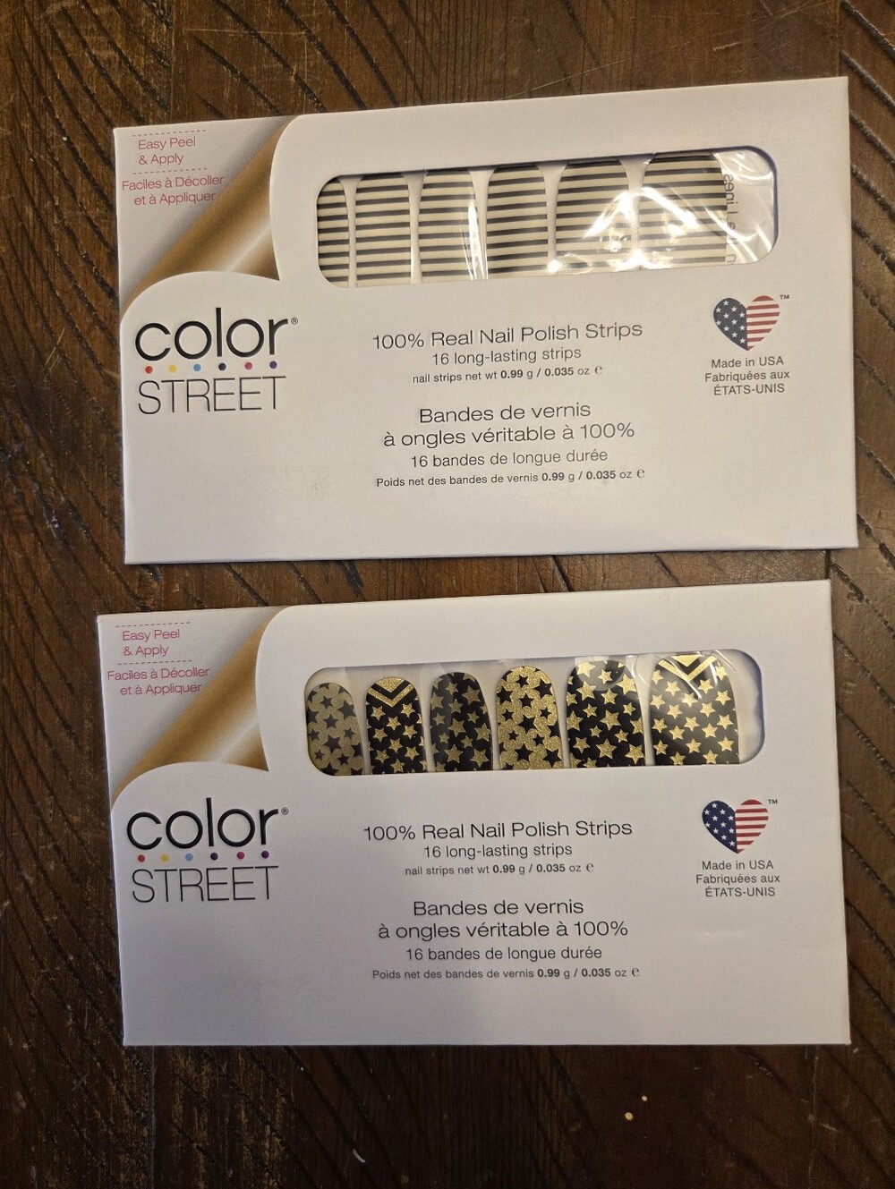 🎈2/$15 Color Street Gold and Black Star & Stripe Nail Polish Strips
